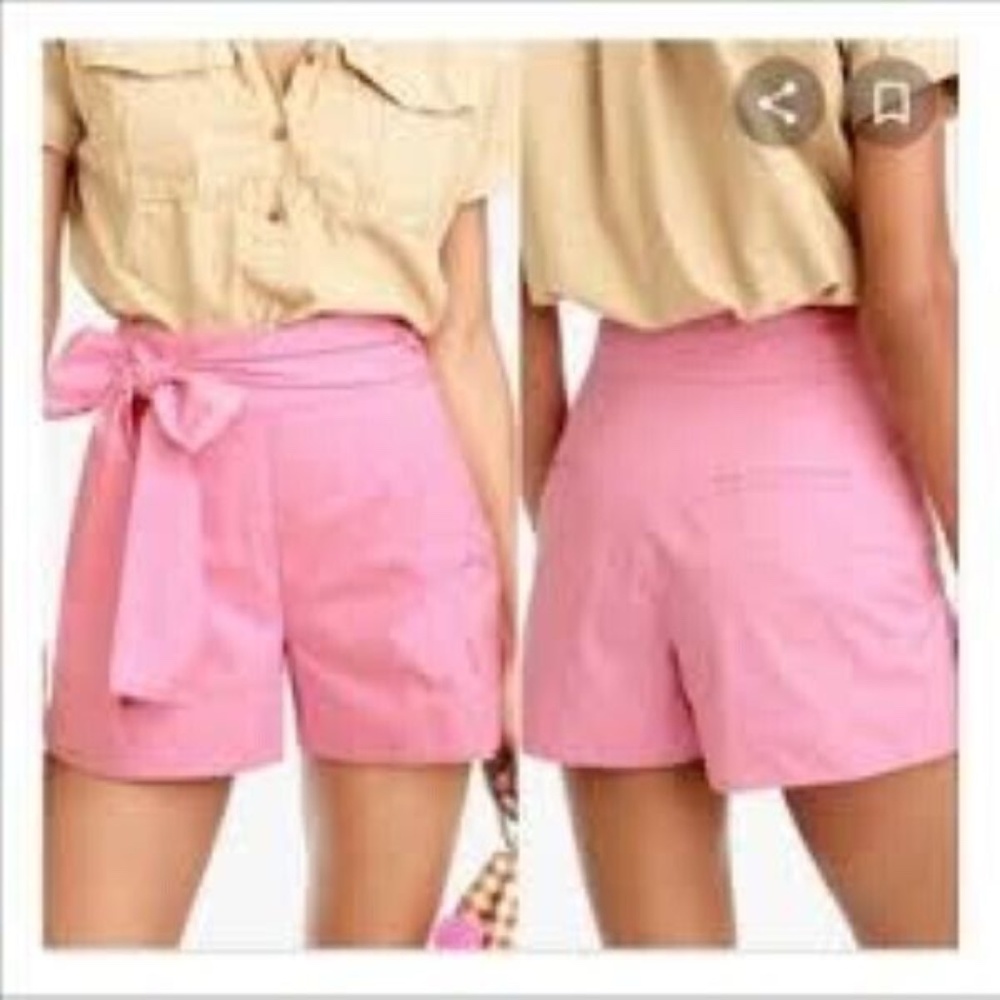 J. Crew Pink Paperbag Waist Tie Shorts - Picture 2 of 6
